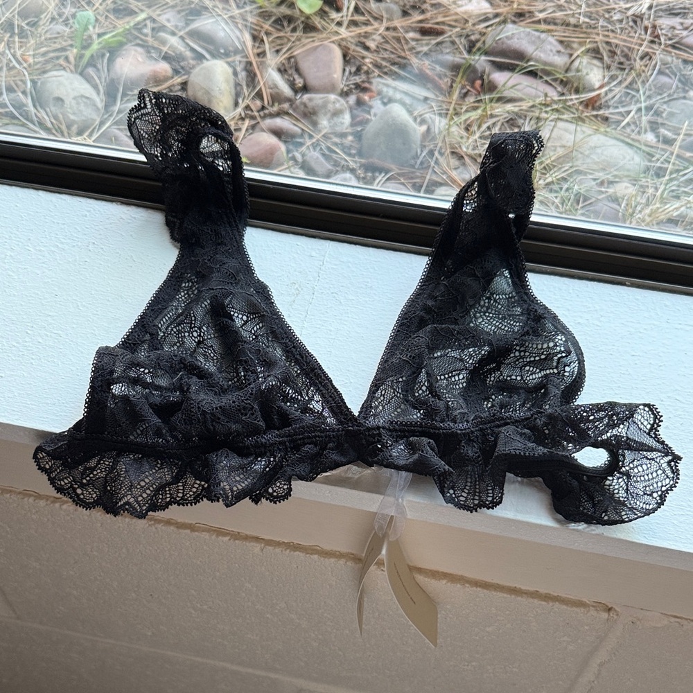 Naked Princess Tessa Ruffle Bralette Black Lace